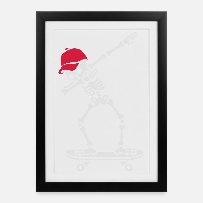 Dab dabbing skeleton skateboard skater - Affiche encadrée (27 × 37 cm) - noir