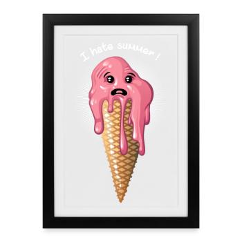 I hate summer - Gerahmtes Poster (27 × 37 cm) - Schwarz - Vorne