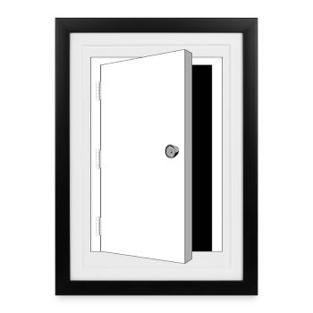 porte - Porte de coffre-fort noir-blanc - Affiche encadrée (27 × 37 cm) - noir - Devant