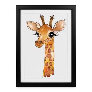 Dessin d'une girafe mignonne - Affiche encadrée (27 × 37 cm) - noir - Devant