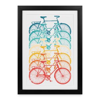 Rainbow Bike Stack Gradient - Framed poster (27 × 37 cm) - black - Front