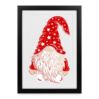 Nain de Noël Noël - Affiche encadrée (27 × 37 cm) - noir - Devant