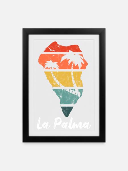 La Palma Kanaren Spanien Urlaub Vintage - Gerahmtes Poster (27 × 37 cm) - Schwarz