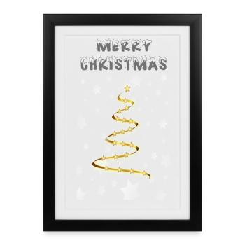 Arbre de Noël doré - Affiche encadrée (27 × 37 cm) - noir - Devant