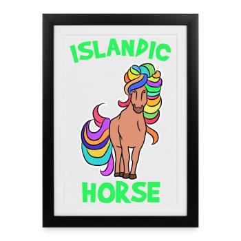 Cheval Amour Poney Chevaux islandais Poney islandais Dicton - Affiche encadrée (27 × 37 cm) - noir - Devant