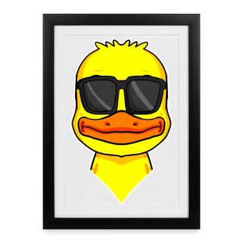 cool duck with sunglasses - Framed poster (27 × 37 cm) - black - Front