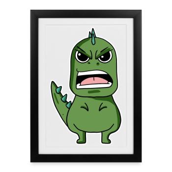 angry dino - Framed poster (27 × 37 cm) - black - Front
