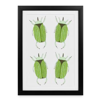insecte vert - Affiche encadrée (27 × 37 cm) - noir - Devant