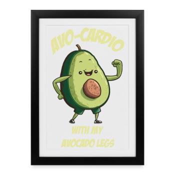 Avo Cardio Avocado fait du sport - Affiche encadrée (27 × 37 cm) - noir - Devant
