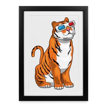 Lunettes Tigre - Affiche encadrée (27 × 37 cm) - noir - Devant