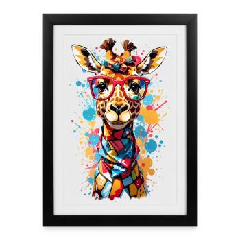 Girafe cool - Affiche encadrée (27 × 37 cm) - noir - Devant