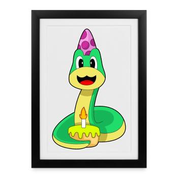 Snake Birthday Candle Cake - Framed poster (27 × 37 cm) - black - Front
