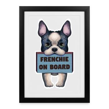 French bulldog sticker on board - Framed poster (27 × 37 cm) - black - Front
