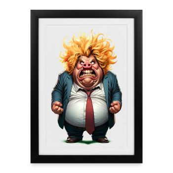 Caricature de citoyen en colère - Affiche encadrée (27 × 37 cm) - noir - Devant