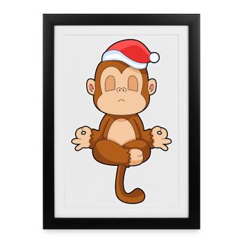 Monkey Christmas Meditation - Framed poster (27 × 37 cm) - black - Front