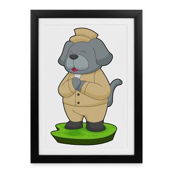 Chien marié costume mariage - Affiche encadrée (27 × 37 cm) - noir - Devant