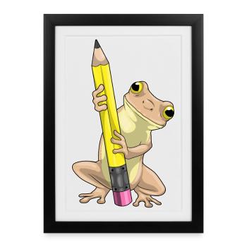 Frog Pupil Pencil School - Framed poster (27 × 37 cm) - black - Front