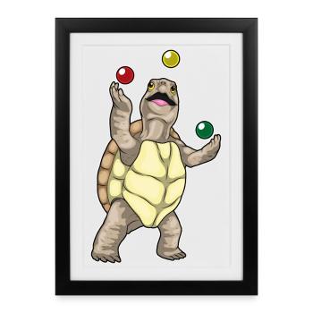 Turtle juggler juggling - Framed poster (27 × 37 cm) - black - Front
