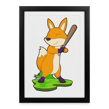 Fox Baseball Baseball Bat - Framed poster (27 × 37 cm) - black - Front
