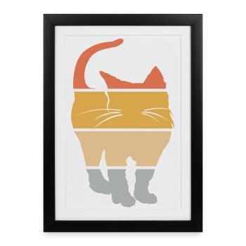 chat rétro chat vintage chat chat icône icône - Affiche encadrée (27 × 37 cm) - noir - Devant