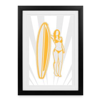Croquis de surf - Affiche encadrée (27 × 37 cm) - noir - Devant