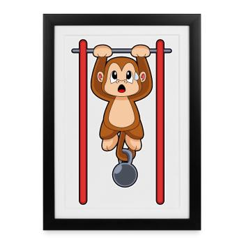 Culturisme Singe Tractions Culturisme - Affiche encadrée (27 × 37 cm) - noir - Devant