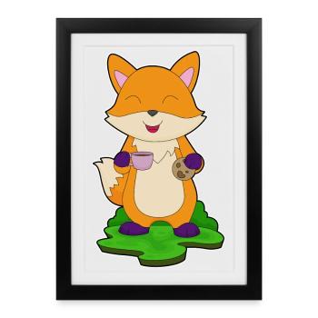 Fox Coffee Cookie - Framed poster (27 × 37 cm) - black - Front