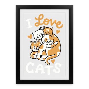 Katzen Katzenliebhaber - Gerahmtes Poster (27 × 37 cm) - Schwarz - Vorne