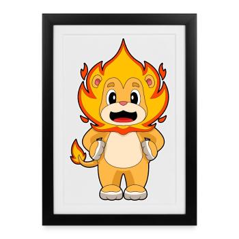 Drôle de lion - Affiche encadrée (27 × 37 cm) - noir - Devant