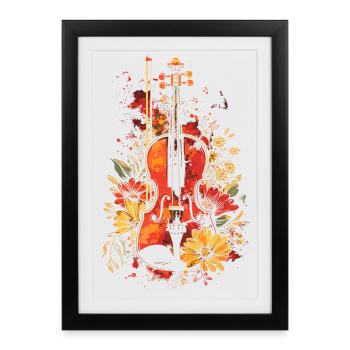 Violin Cartoon - Framed poster (27 × 37 cm) - black - Front