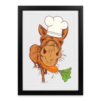 Cuisinier Cuisiniers Cuisinier Âne Cuisine Arts culinaires Hôte - Affiche encadrée (27 × 37 cm) - noir - Devant