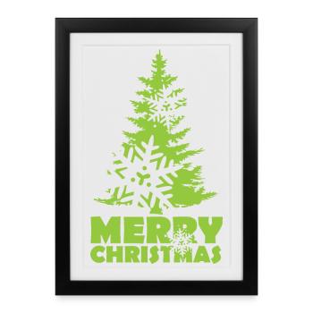 Christmas Fir Christmas Tree Snow Flake - Framed poster (27 × 37 cm) - black - Front