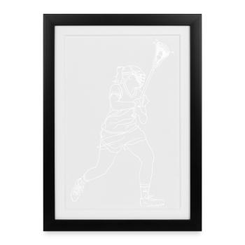 Lacrosse Player Sketch - Framed poster (27 × 37 cm) - black - Front