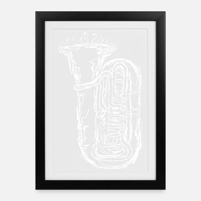 Tuba - Affiche encadrée (27 × 37 cm) - noir