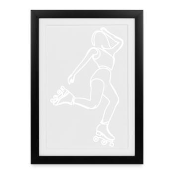 Roller Skater Drawing - Framed poster (27 × 37 cm) - black - Front