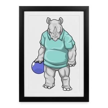 Rhino Bowling Boule de bowling - Affiche encadrée (27 × 37 cm) - noir - Devant