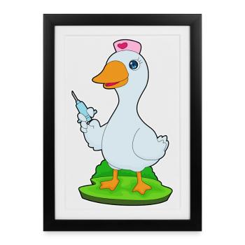 Infirmière Canard Vie Quotidienne - Affiche encadrée (27 × 37 cm) - noir - Devant
