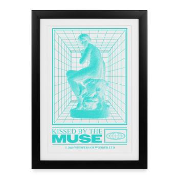 Neon statue in cyberspace - Framed poster (27 × 37 cm) - black - Front