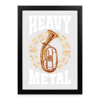 Heavy Metal Tenor Horn with Music Wreath - Framed poster (27 × 37 cm) - black - Front