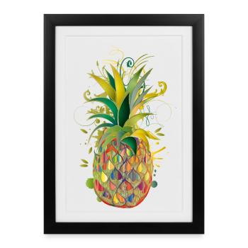 Ananas coloré – fruit créatif dans le style graffiti - Affiche encadrée (27 × 37 cm) - noir - Devant