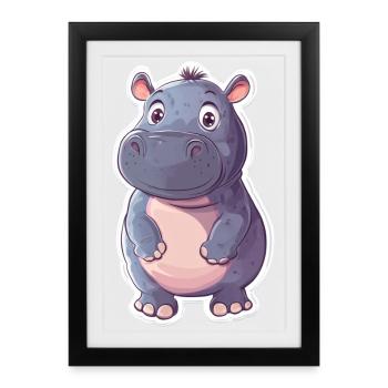 Hippopotame - Affiche encadrée (27 × 37 cm) - noir - Devant