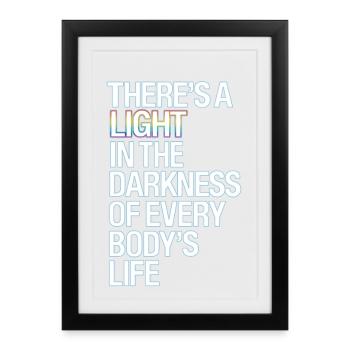 Lumière inspirante dans l’obscurité Citation Design - Affiche encadrée (27 × 37 cm) - noir - Devant