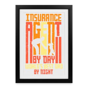 Agent d'assurance Courtier d'assurance Père - Affiche encadrée (27 × 37 cm) - noir - Devant