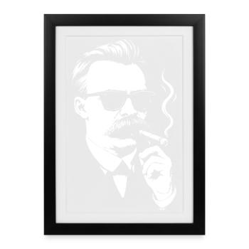 Retro Noir Friedrich Nietzsche Smoking a cigar - Framed poster (27 × 37 cm) - black - Front