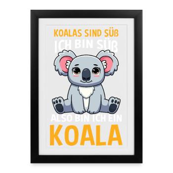 Les koalas sont mignons Je suis mignon donc je suis un koala - Affiche encadrée (27 × 37 cm) - noir - Devant