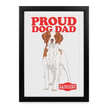 Brittany Dad Epagneul Breton Chien d’arrêt cadeau - Affiche encadrée (27 × 37 cm) - noir - Devant
