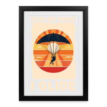 Adventurous Parachute Flight Sunset - Framed poster (27 × 37 cm) - black - Front