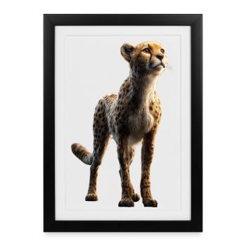 Gepard Cheetah Raubkatze Katzen Liebhaber Geparden - Gerahmtes Poster (27 × 37 cm) - Schwarz - Vorne