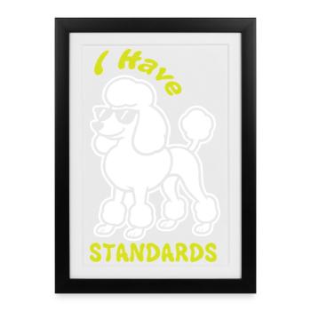 Caniche expressif avec lunettes de soleil - Affiche encadrée (27 × 37 cm) - noir - Devant