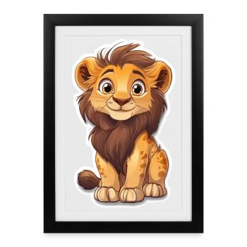 Lion - Affiche encadrée (27 × 37 cm) - noir - Devant